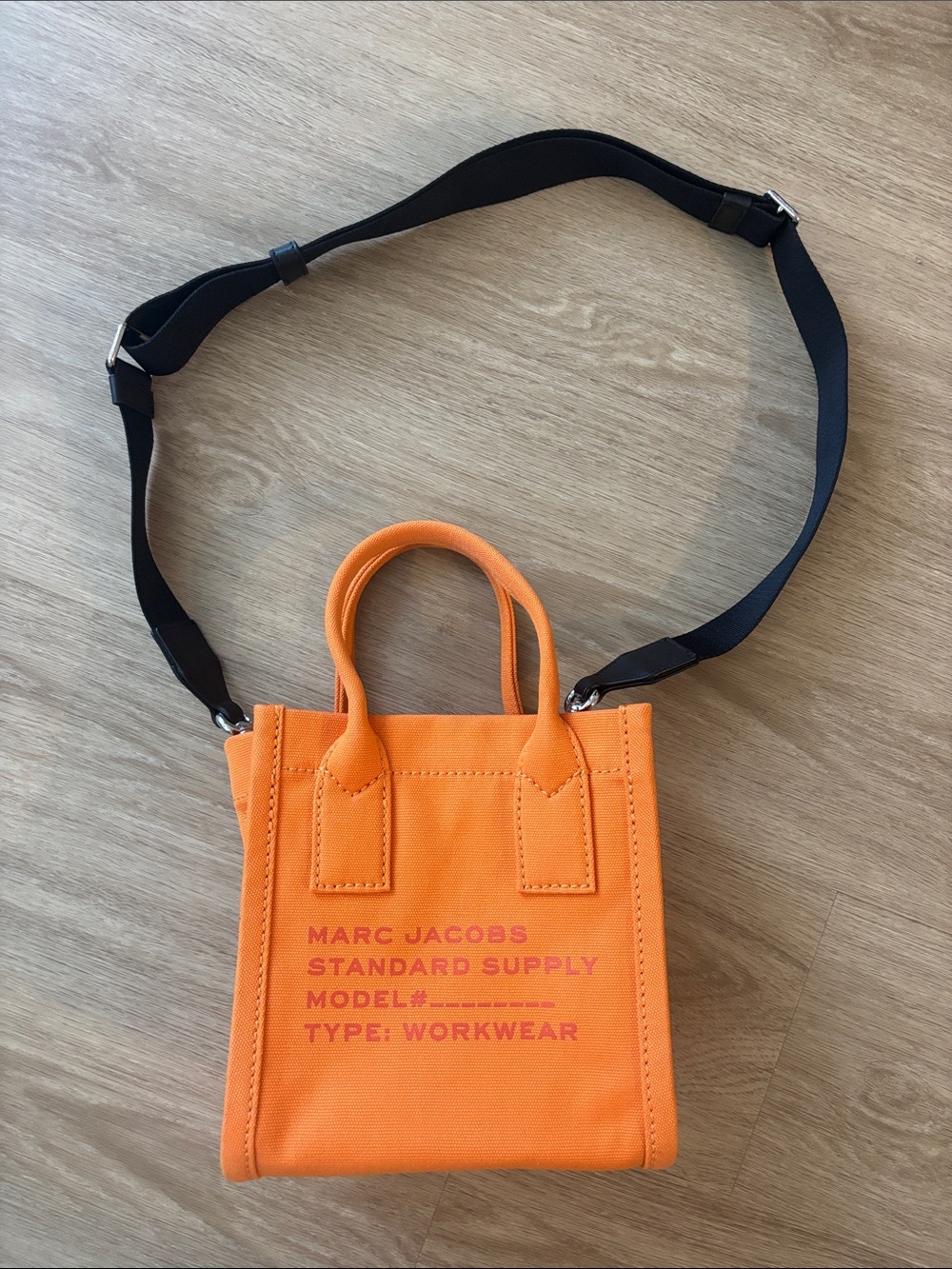 Marc Jacobs Orange Canvas Mini Tote with Black Strap